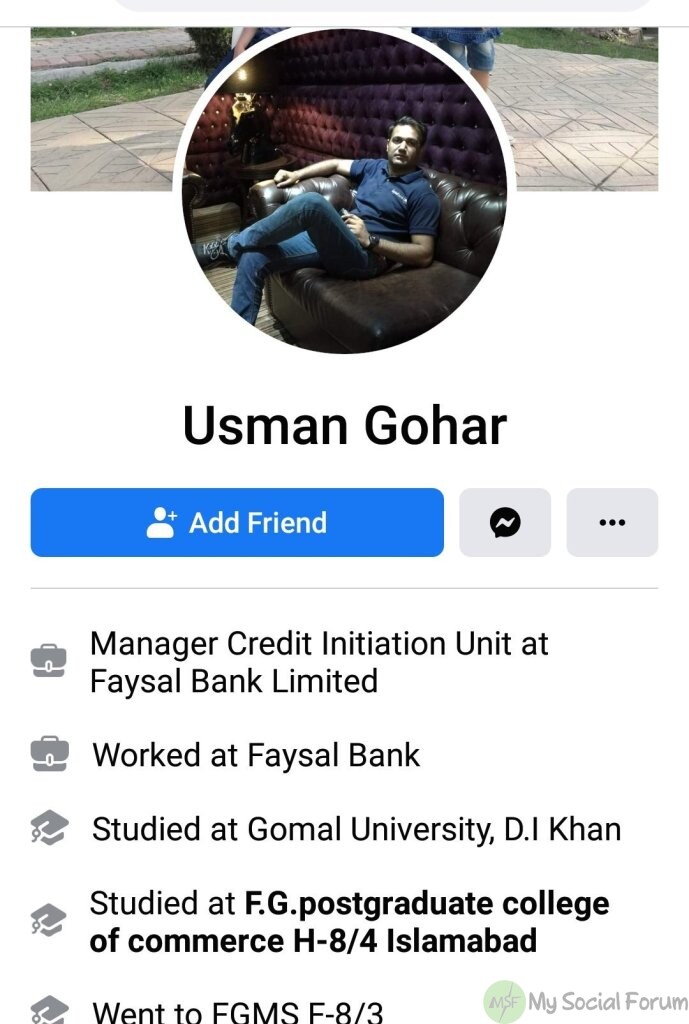 faysal bank manager usman gohar facebook profile